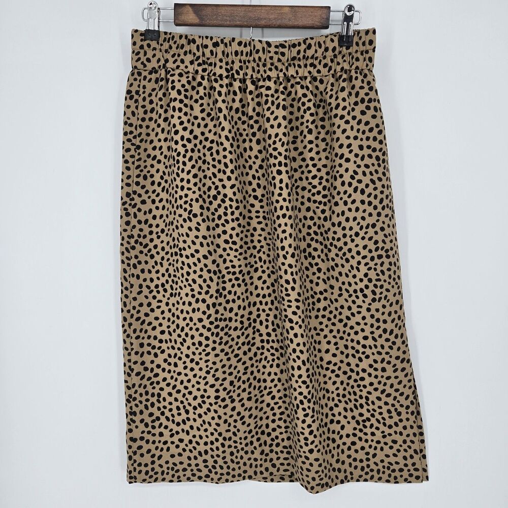 J Crew Animal Print Pull On Midi Skirt Small